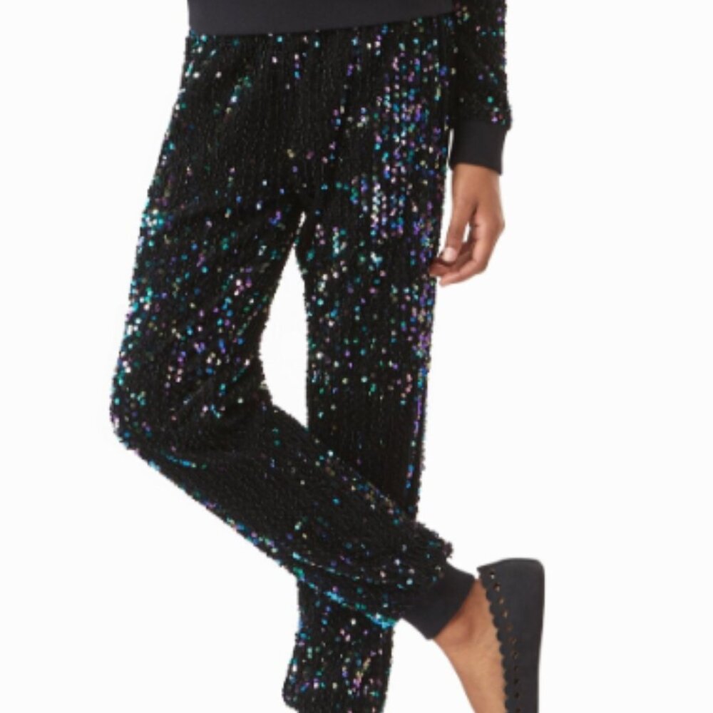 Habitual Blue Black Sequin Joggers Size 16 NWOT